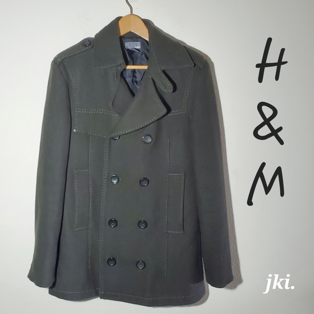 H&M Womens Pea Coat Wool-Viscose